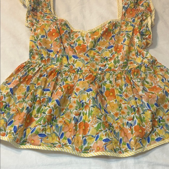 Umgee Orange and Blue Floral Blouse - Picture 3 of 3